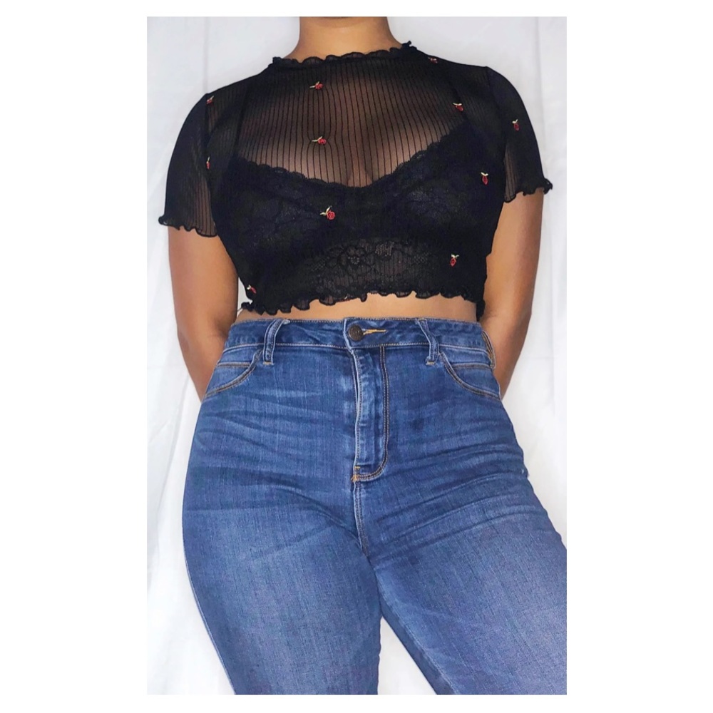 Mesh Rose Crop Top